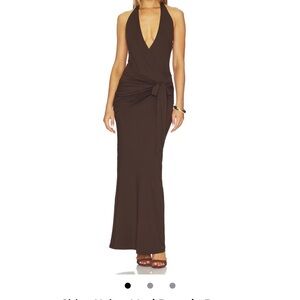 Superdown Brown Halter Maxi Dress